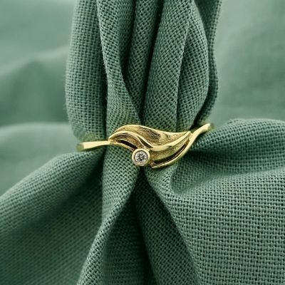 Image 2 of Gold ring with diamond; 0.015 ct.