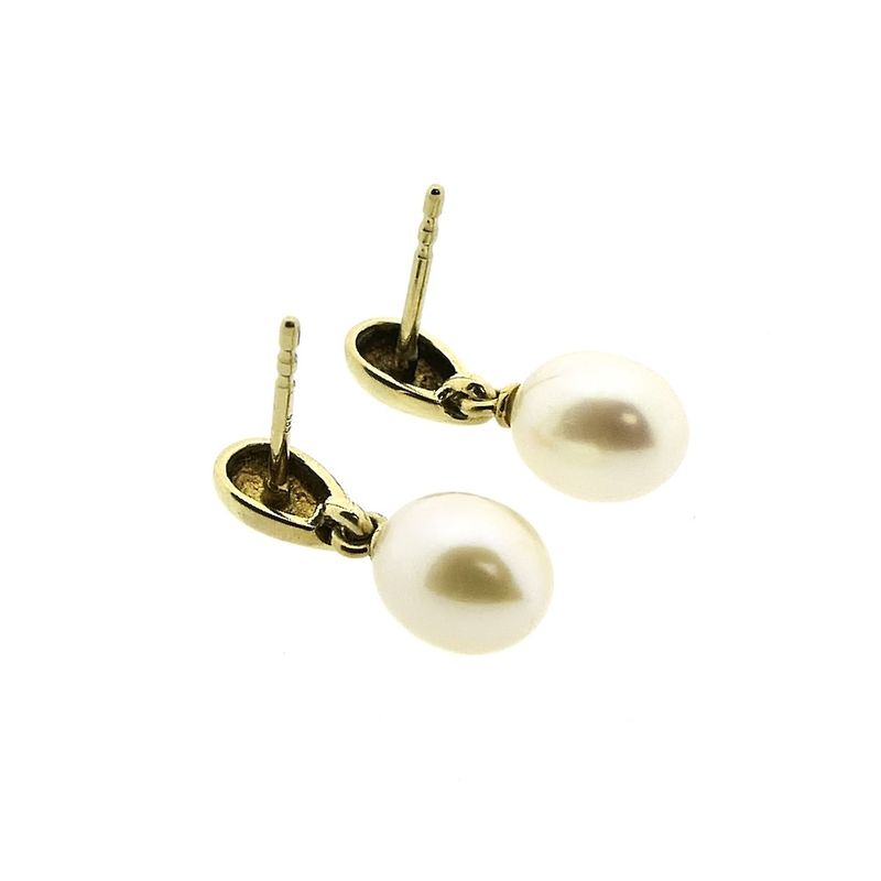 Image 7 of Gold stud earrings with pearl