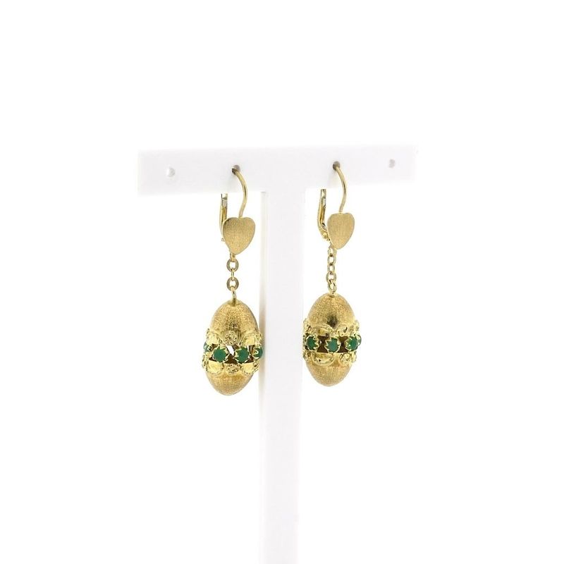 Image 3 of Gold earrings with chrysoprase