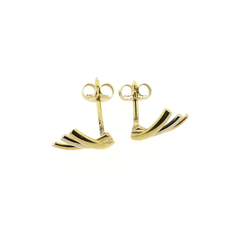 Image 7 of Tricolor gold stud earrings