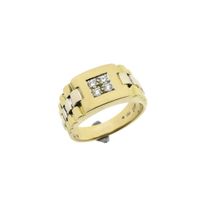 18K Two-tone diamond ring; 0.12 ct. | Men's