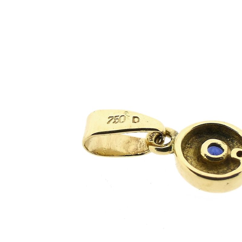 Image 6 of Minimalist Gold Pendant with Sapphire & Diamond | 0.005 ct.