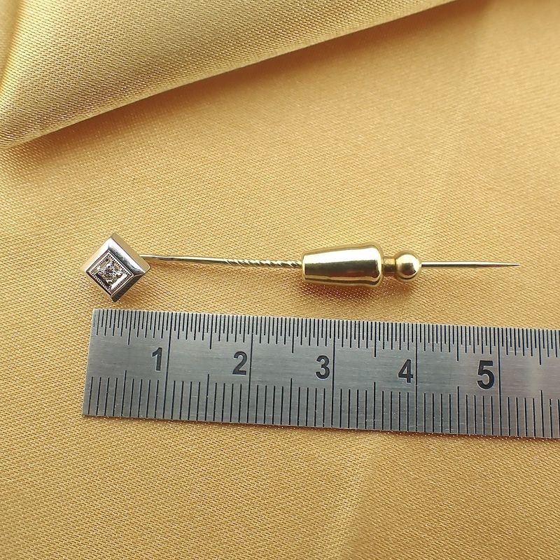 Image 3 of White gold lapel pin, tie pin | Diamond 0.035 ct.