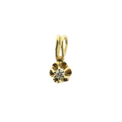 Image 1 of Gold minimalist pendant with diamond; 0.015 ct.