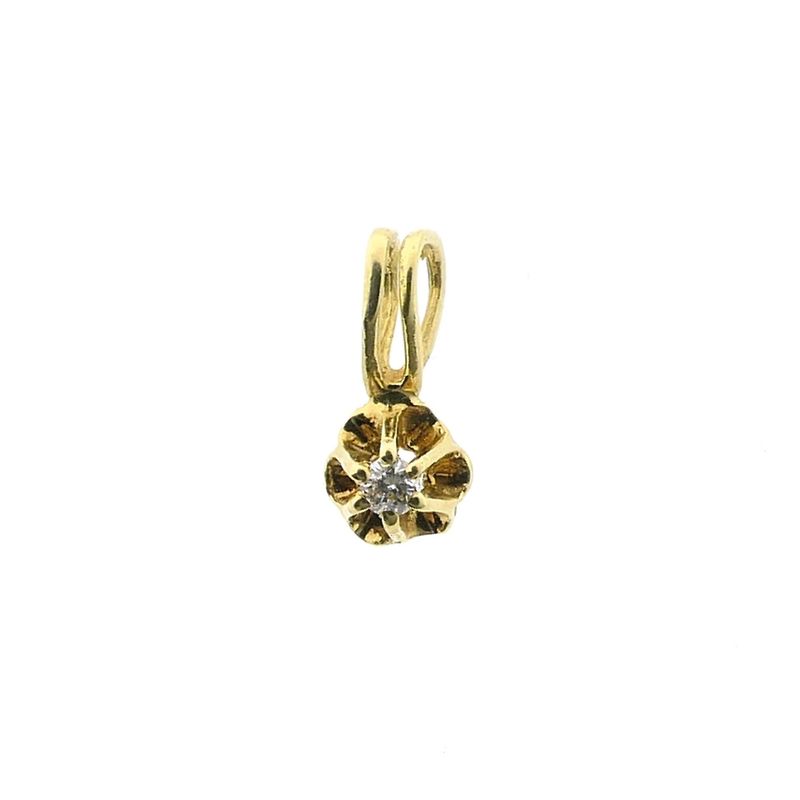 Image 1 of Gold minimalist pendant with diamond; 0.015 ct.