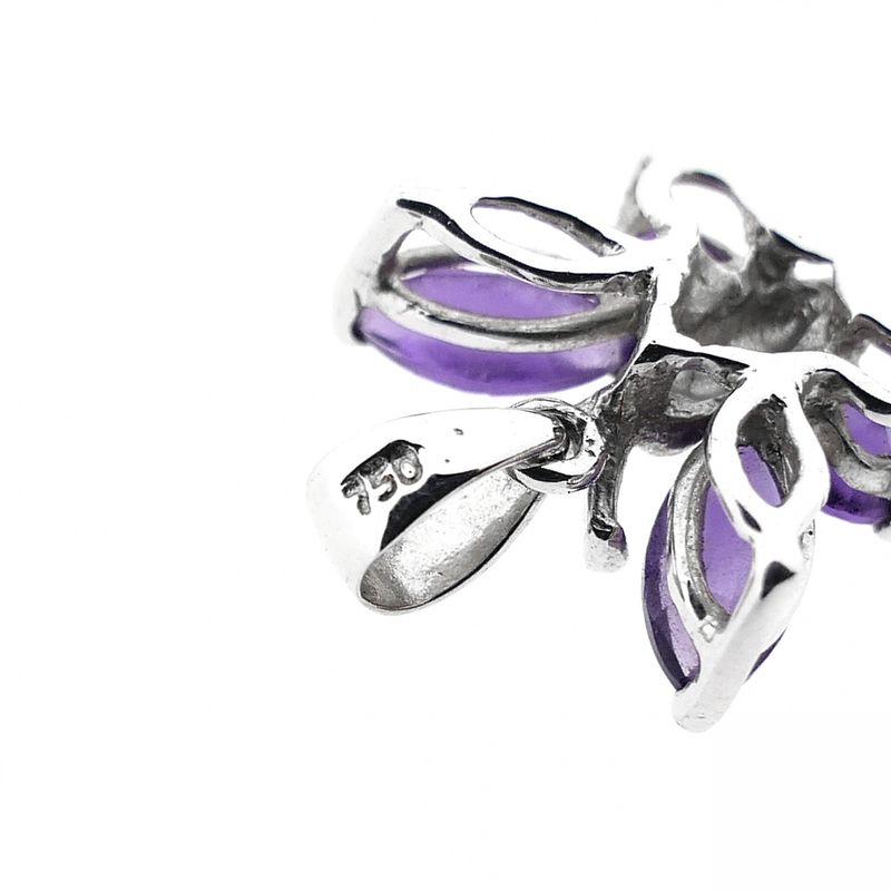 Image 7 of 18 carat white gold pendant with amethyst; Butterfly