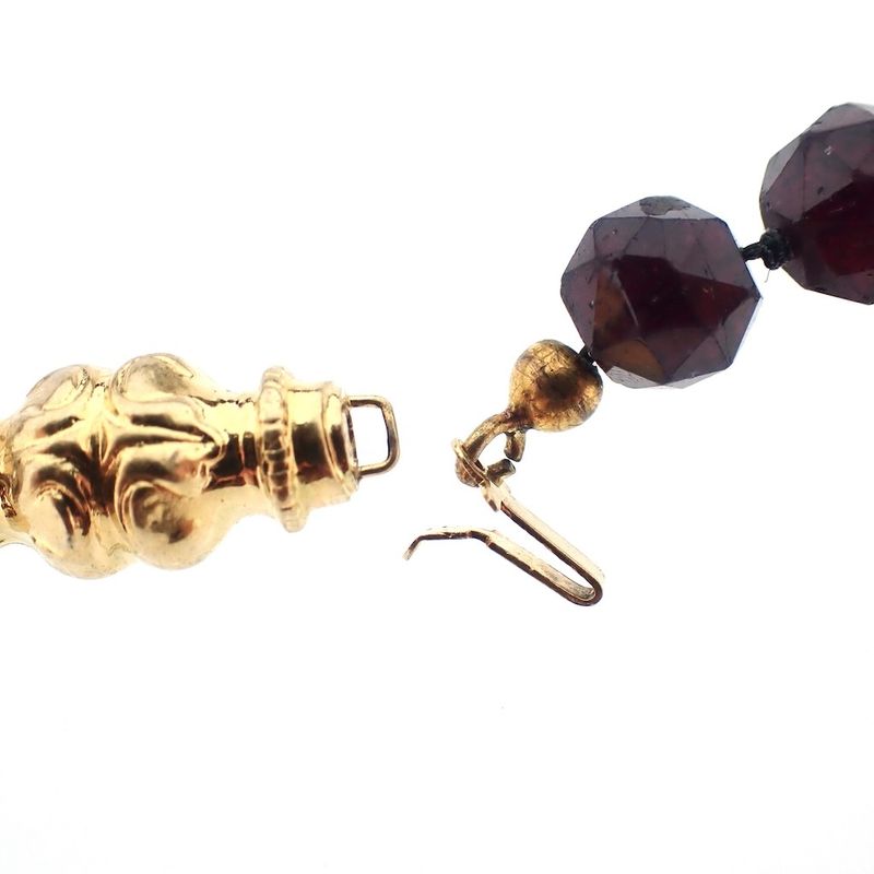 Image 7 of Antique garnet bead bracelet with gold decorative clasp