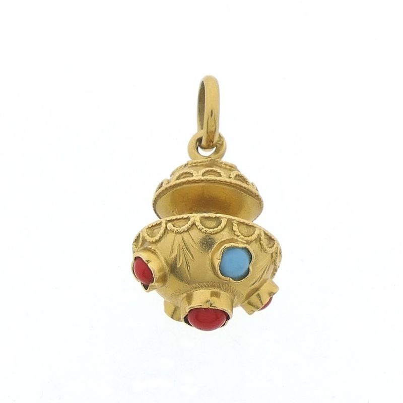 Image 6 of Golden oriental pendant with turquoise and jasper