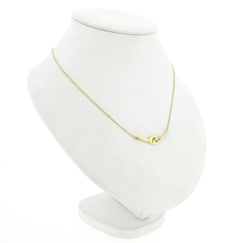Afbeelding 3 van Gouden gourmetschakel ketting met vaste hanger en zirconia | 43 cm