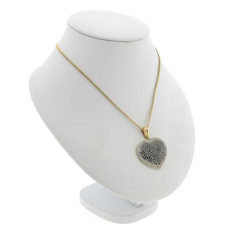 Image 9 of Gold heart pendant with blue moissanite and diamonds; approx. 2.31 ct.