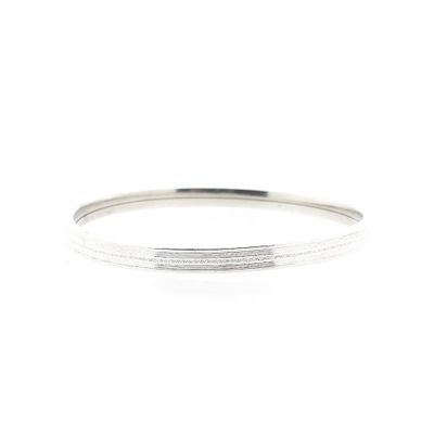 Image 1 of Silver Slave Bracelet with Pattern; Size M