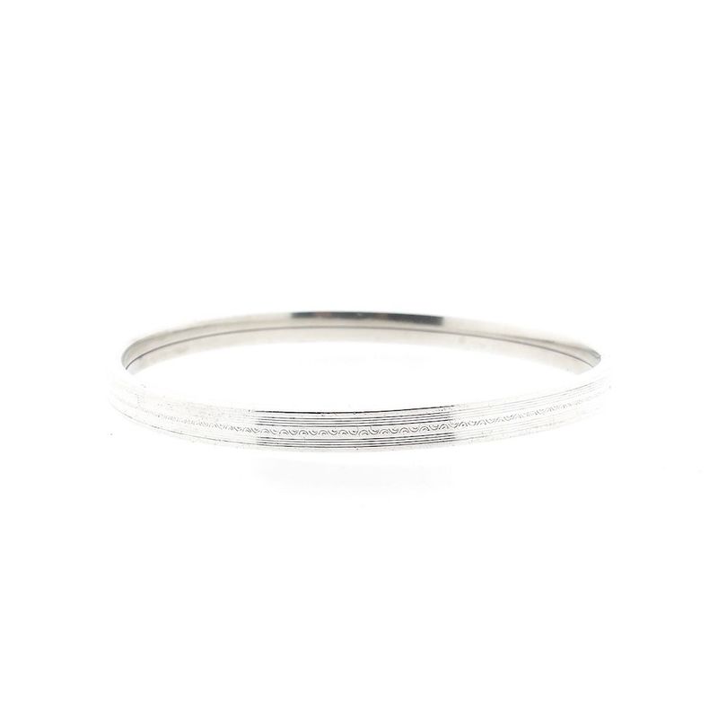 Image 1 of Silver Slave Bracelet with Pattern; Size M