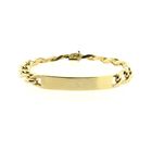 Image 4 of Exclusive gold flat gourmet link bracelet with engraving plate; BREV | 21.5 cm