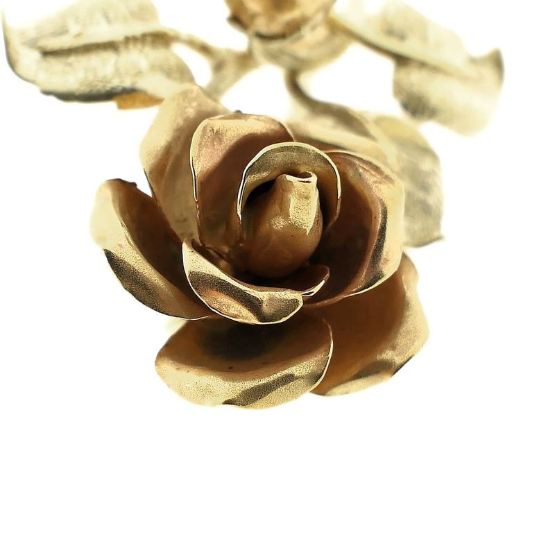 Image 3 of Vintage two-tone gold brooch of a rose