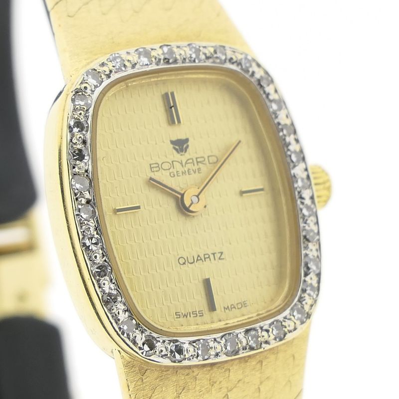 Image 13 of Bonard Geneva; 14k gold ladies' watch with diamonds