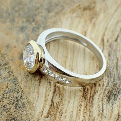 Image 2 of Two-tone gold ring with zirconia stones