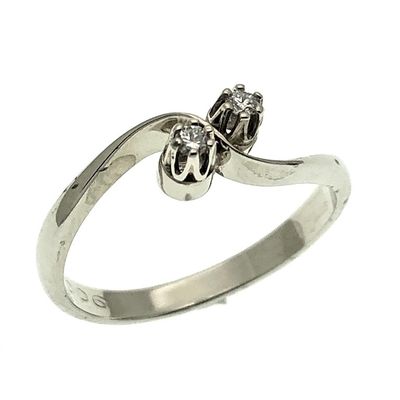 Image 1 of White gold ring set with two 0.06 ct. diamonds | Carnation