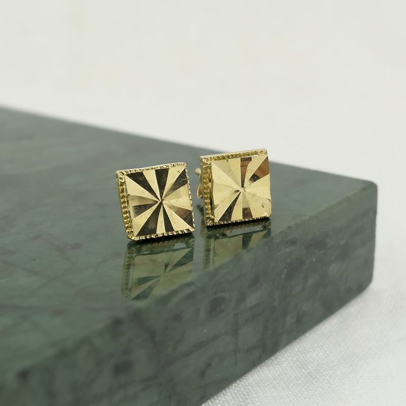 Image 2 of Gold square fantasy stud earrings