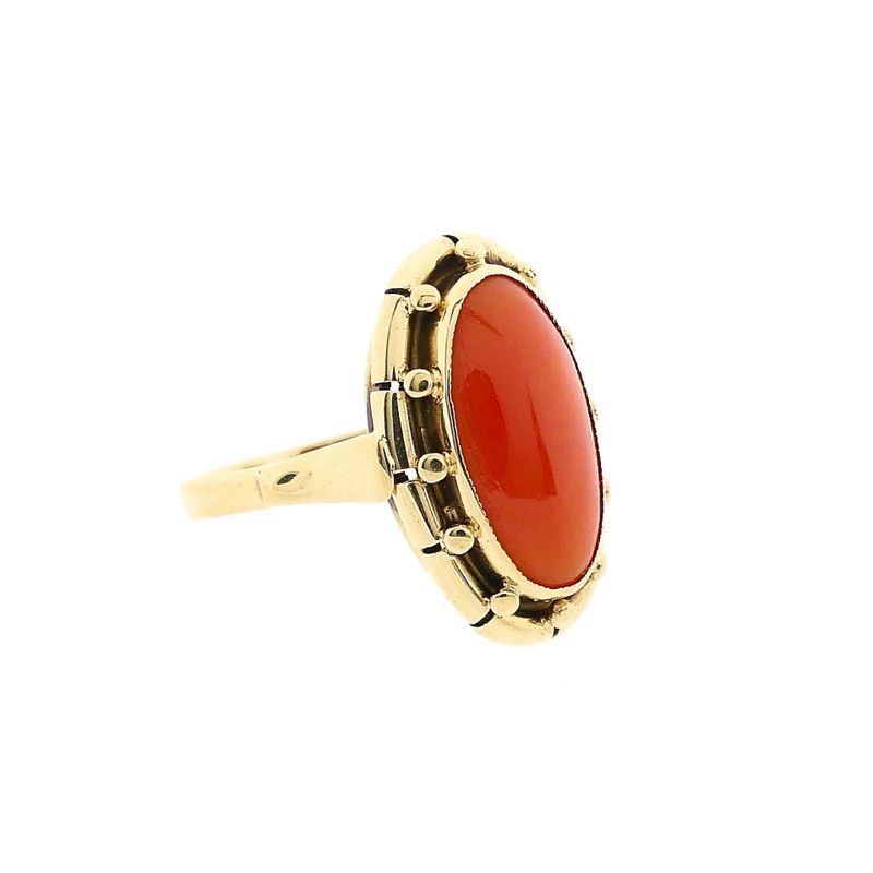 Image 4 of Vintage Gold Ring with Blood Coral