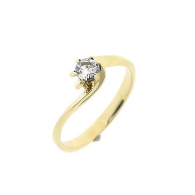 Golden solitaire ring with zirconia Image 1 of Golden solitaire ring with zirconia