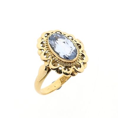 Afbeelding 1 van Gouden ring met aquamarijn