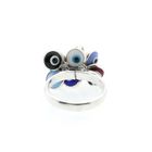 Image 4 of Silver ring with multiple colored Nazar eye charms