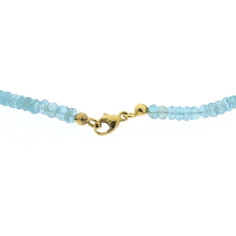 Image 3 of Light blue topaz bead necklace with gold clasp