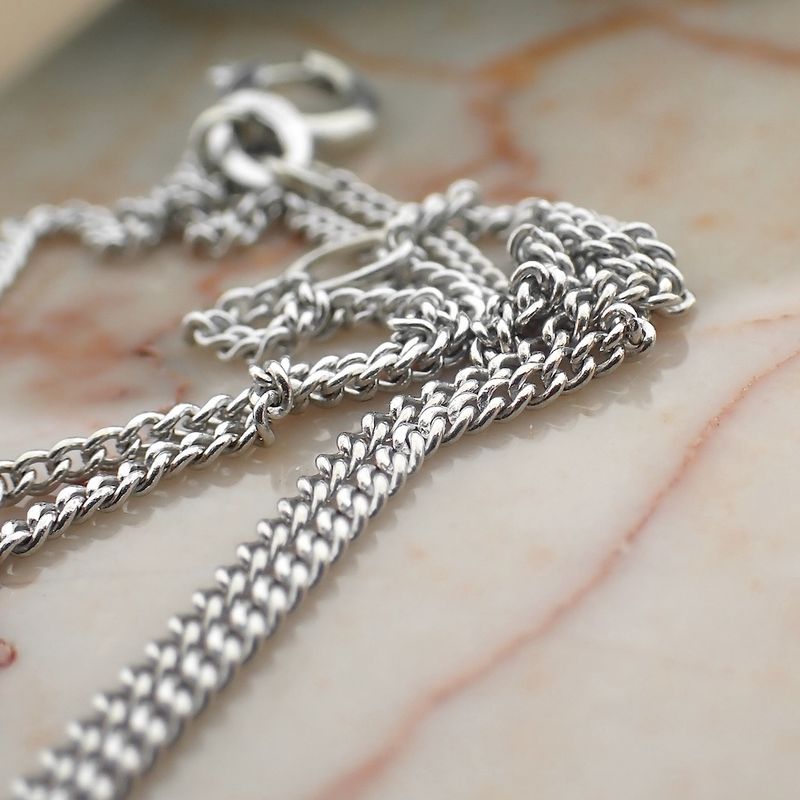 Image 5 of White gold gourmet link necklace | 37-40 cm