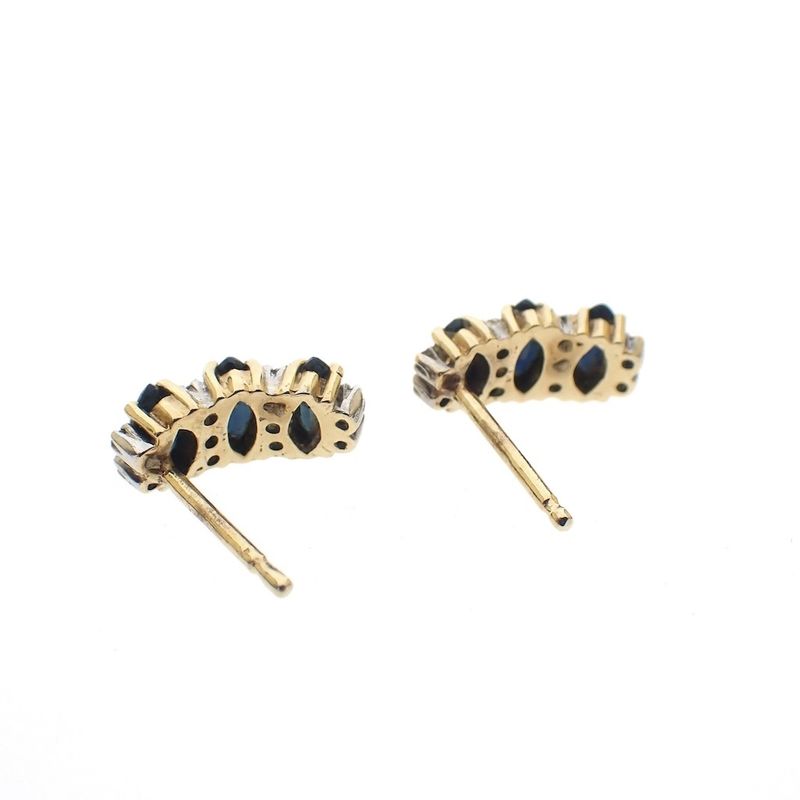 Image 5 of Bicolor gold stud earrings with sapphire and diamond | 0.20 ct.
