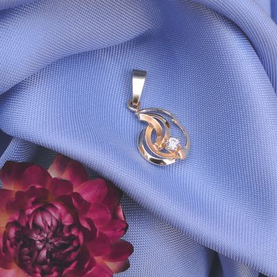 Image 2 of Gold abstract pendant with zirconia