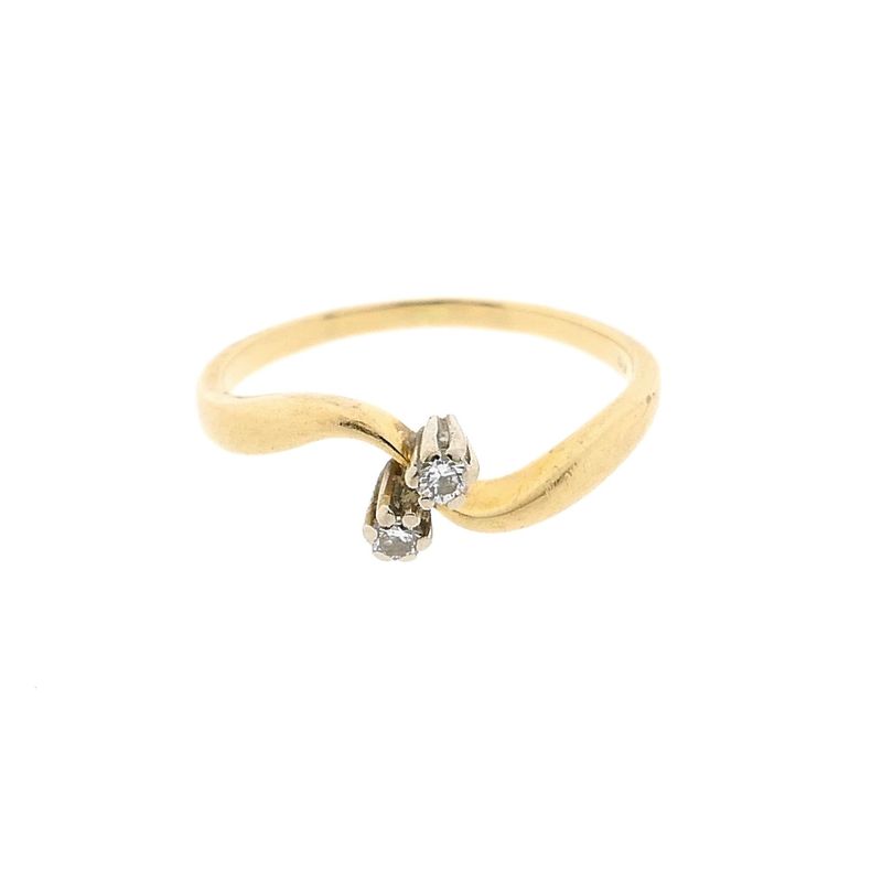 Image 3 of Gold toi et moi ring with diamonds; 0.03 ct.