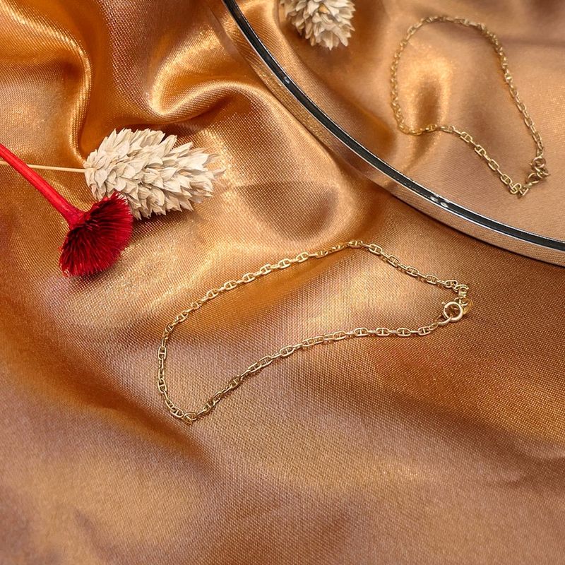 Image 2 of Gold thin anchor link bracelet | 18.5 cm