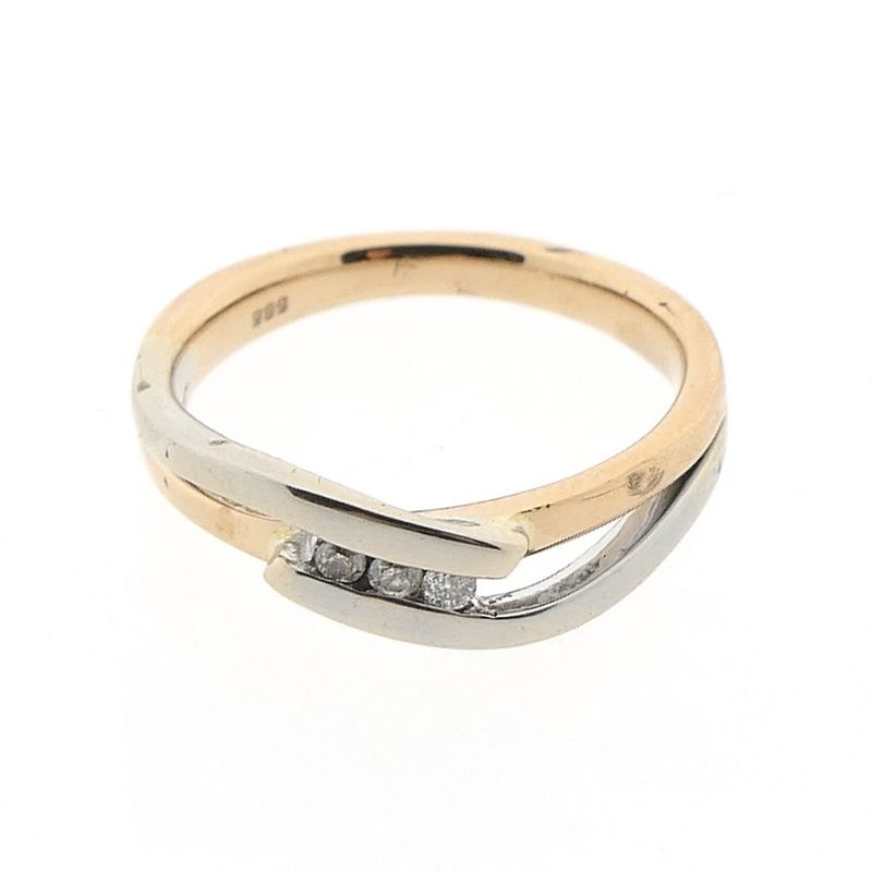 Image 5 of Two-tone gold ring with diamonds; 0.03 ct.