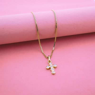 Image 2 of Gold cross pendant with zirconia