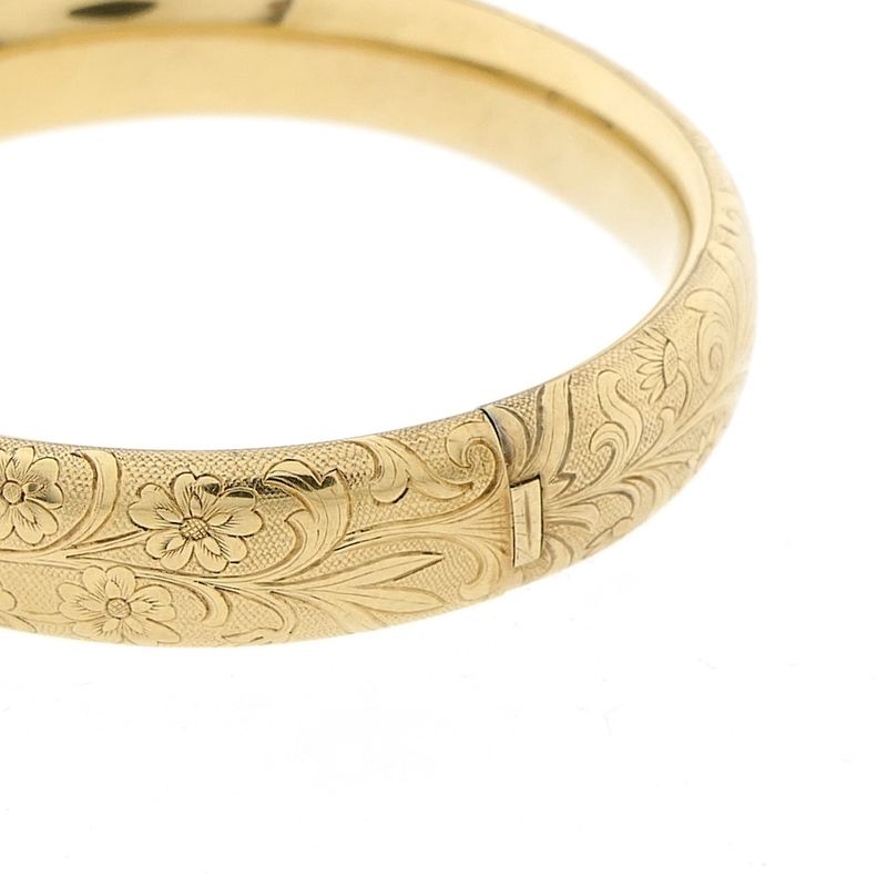 Image 8 of Vintage gold slave bracelet with engravings; Size M