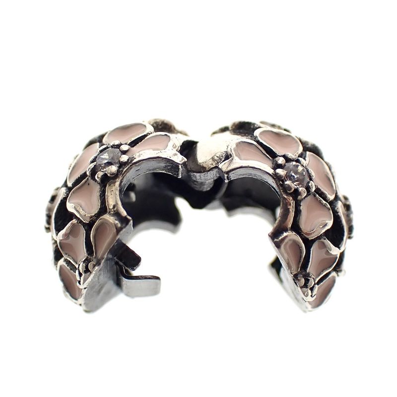 Image 4 of Pandora clip charm; Silver; Pink Hydrangea