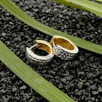 Image 2 of Bicolor Gold Hoop Earrings; Ø 12.9