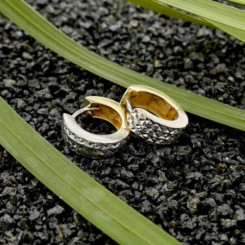 Image 2 of Bicolor Gold Hoop Earrings; Ø 12.9