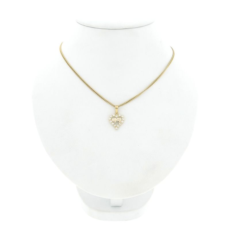 Image 3 of Two-tone gold heart pendant with zirconia