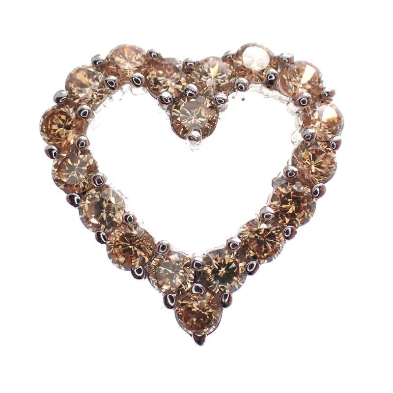 Image 1 of Silver pendant of a heart set with orange zirconia