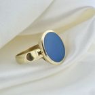 Image 2 of Gold signet ring with oval blue layered stone