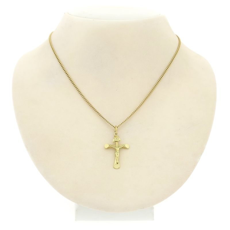 Image 9 of Gold pendant of a cross with corpus; INRI