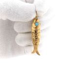 Afbeelding 10 van Gouden hanger van een vis met Turquoise