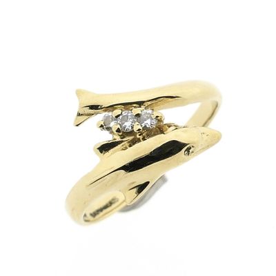 Image 1 of Gold dolphin ring with diamond | 0.06 ct.