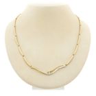 Image 1 of Two-tone gold bar necklace with a fixed pendant and diamond