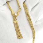 Image 10 of Gold twisted link chain with tassels and zirconia