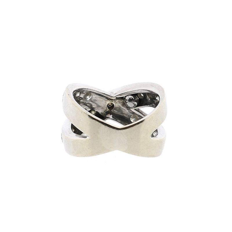 Image 6 of 18K White Gold Crossover Ring with Diamonds