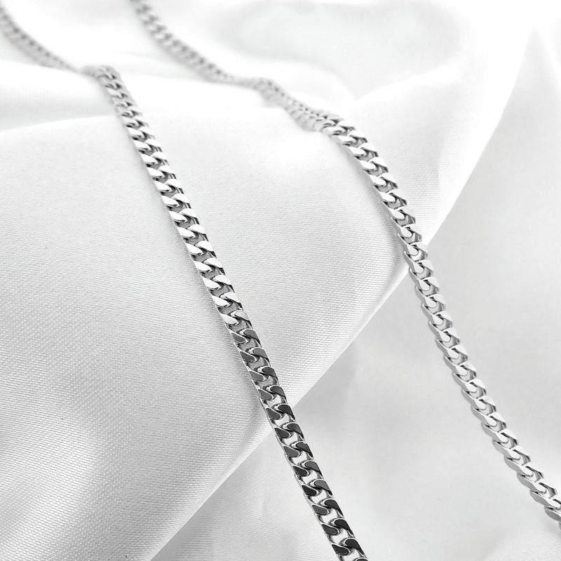 Image 6 of Silver flat gourmet link chain | 51 cm