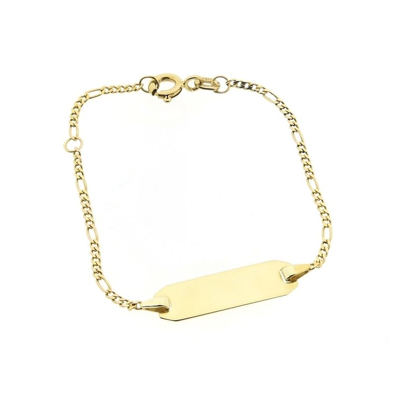 Image 4 of Gold Figaro link children's bracelet with engraving plate | 13 cm