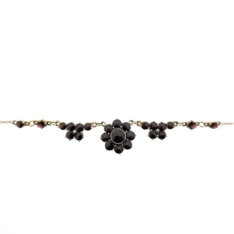 Image 4 of Gold jasseron link necklace with garnet